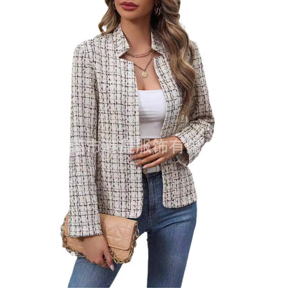 A Autumn European and American foreign trade cross-border women's cardigan slim-fitting small fragrant temperament office small blazer women
