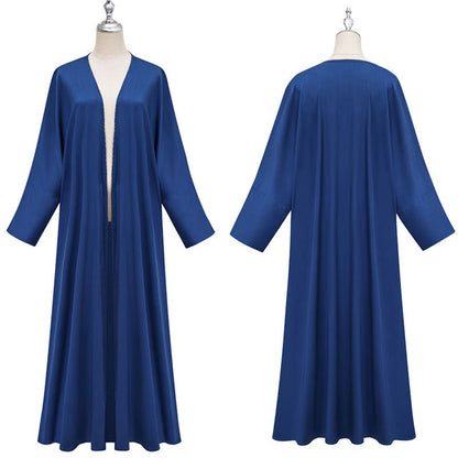Middle Eastern Moose Fashion Elegant Satin Cardigan Dress Robe - Mixbatch