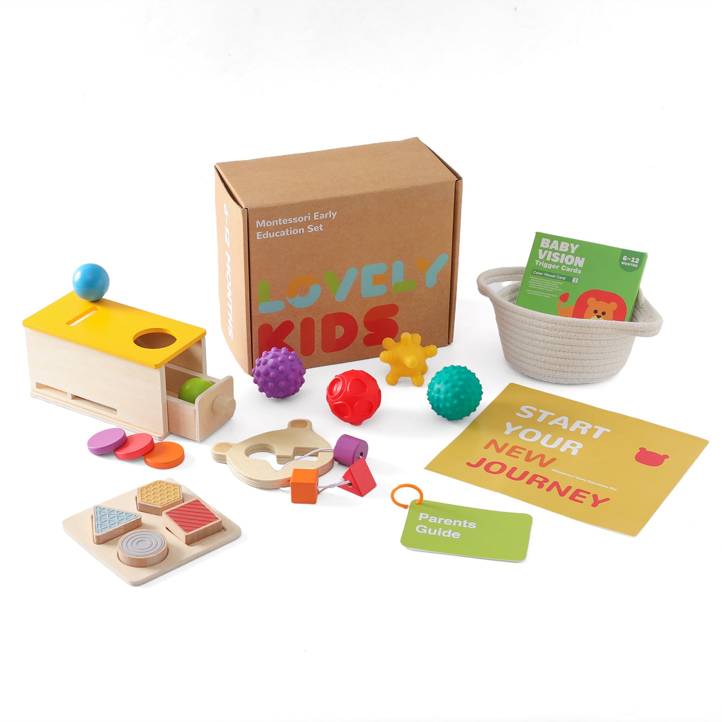 A Baby Early Education Educational Wooden Toys Montessori Teaching Multifunctional Hands-on Brain Shape Cognition Set