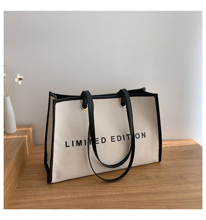 A trendy personalized shoulder bag alphabet printed canvas women's bag