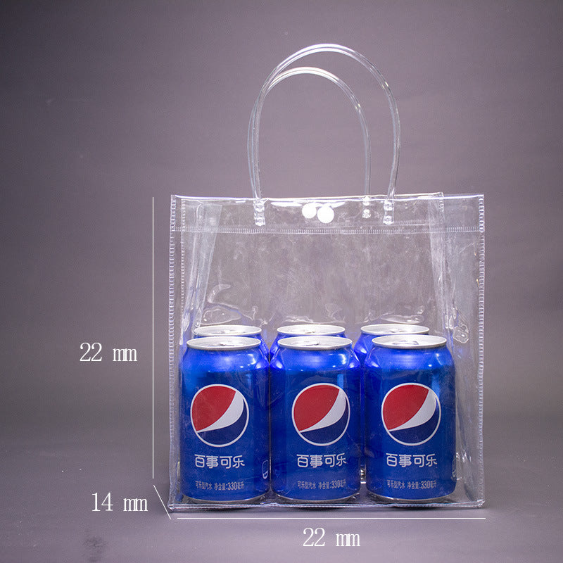 A Spot plastic pvc tote bag, transparent gift packaging bag, milk tea with hand gift, hi candy, portable pvc packaging bag