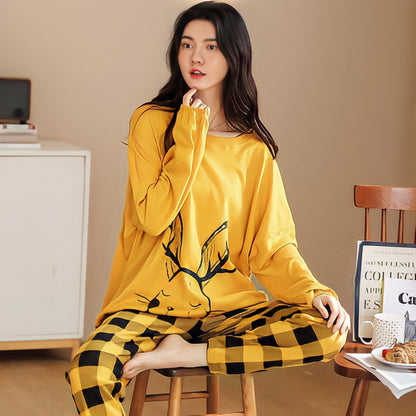 A large number of wholesale pajamas women's spring and autumn long-sleeved autumn and winter loungewear women's large size simple loose suit outer wear - Mixbatch