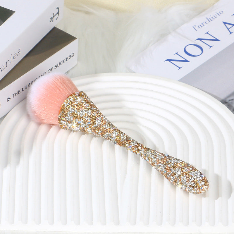 A new diamond-encrusted small waist loose powder makeup brush, oversized single soft-bristled nail brush, blush brush, beauty tool. - Mixbatch