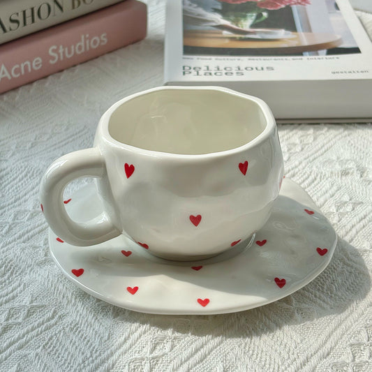 A love irregular ceramic cup and saucer set