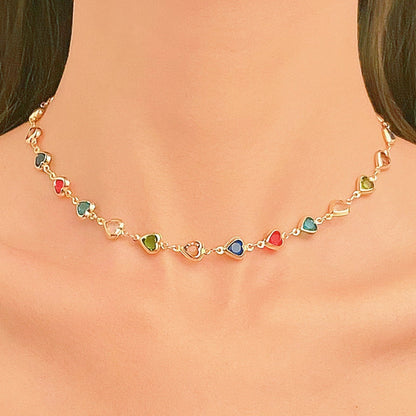 A European and American cross-border i color love zircon bracelet necklace personalized alloy heart dopamine bracelet Internet celebrity bracelet - Mixbatch