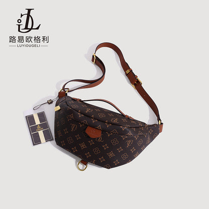 A retro trendy star with the same versatile chest bag large capacity crossbody shoulder dumpling bag