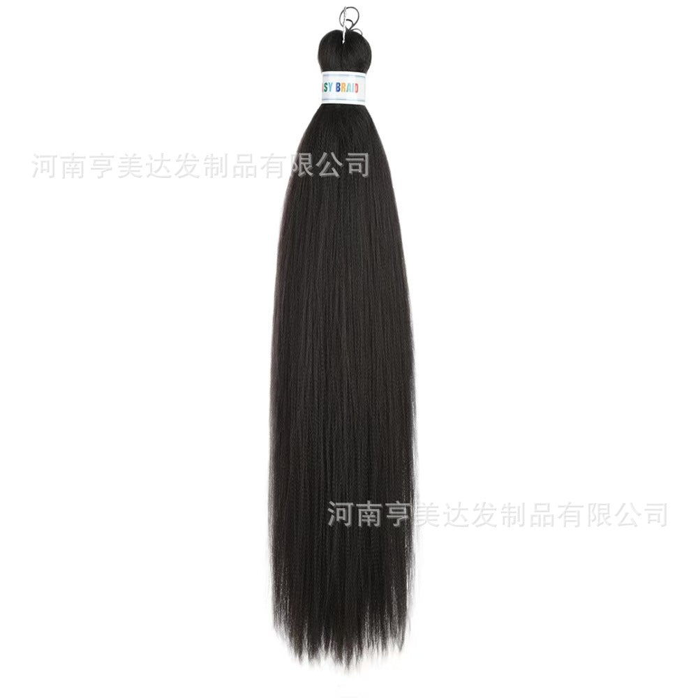 A EZ Color 26inch Women Chemical Fiber Long Straight Hair Large Easy Braided Hair Low Temperature Silk Long Straight Hair Wig - Mixbatch