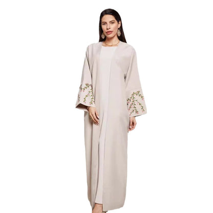 Muslim Embroidered Middle Eastern Clothing Fashion Elegant Cardigan Embroidered Dress Robe - Mixbatch