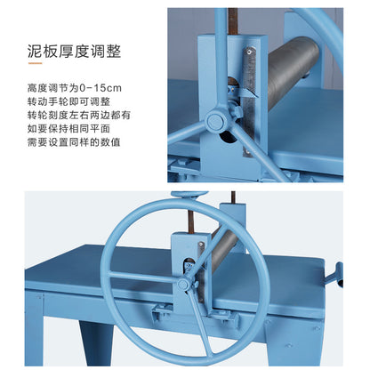 A Ceramic clay plate machine, stainless steel biaxial mud press, pottery bar school household mud press equipment
