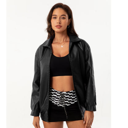 A women's leather jacket