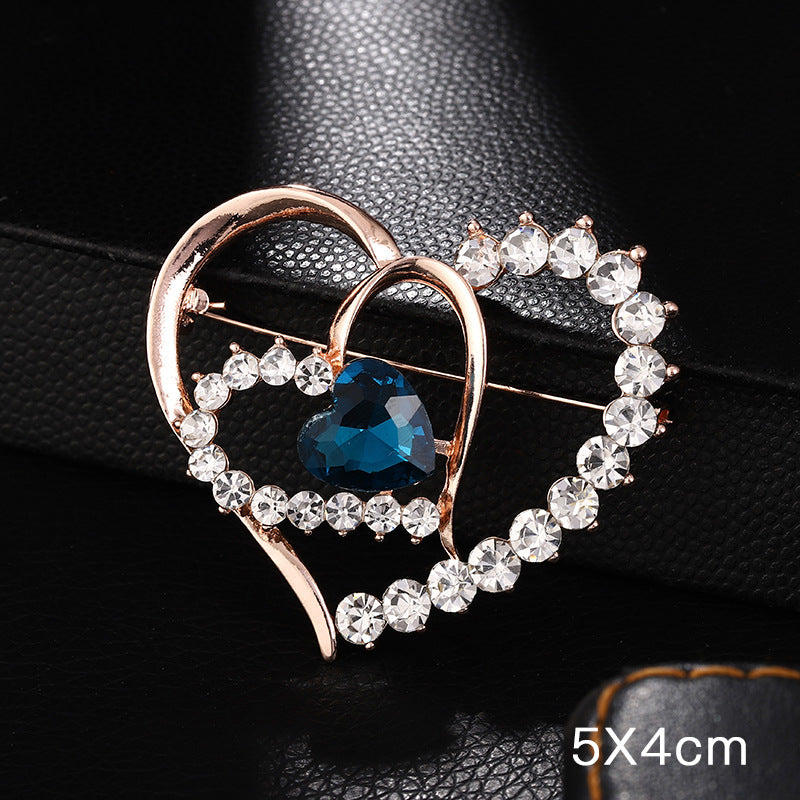 A Korean new fashion high-end brooch women's rhinestone silk scarf buckle anti-light buckle crystal brooch pin pearl jewelry - Mixbatch