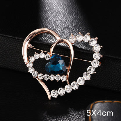 A Korean new fashion high-end brooch women's rhinestone silk scarf buckle anti-light buckle crystal brooch pin pearl jewelry - Mixbatch