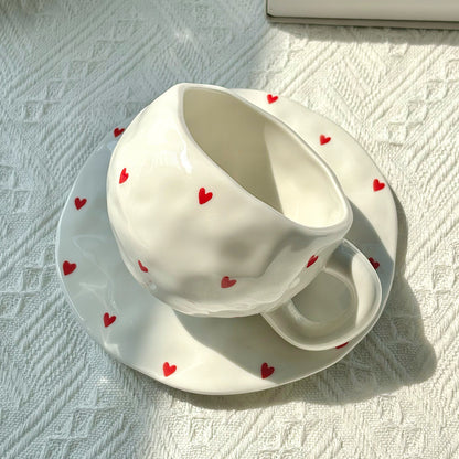 A love irregular ceramic cup and saucer set