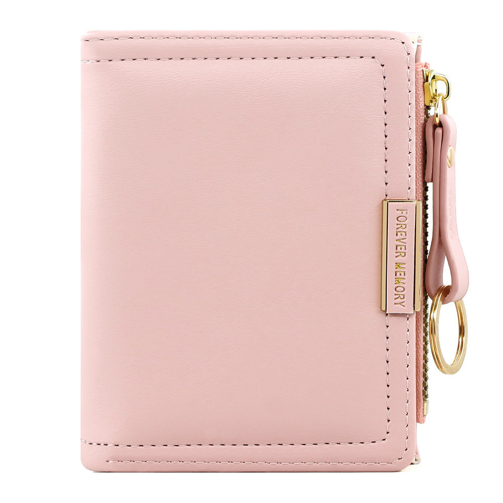 A new women's wallet short solid color card bag women's high-end cross-border zipper change bag source manufacturer