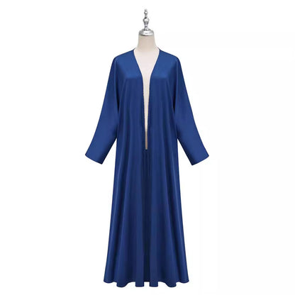 Middle Eastern Moose Fashion Elegant Satin Cardigan Dress Robe - Mixbatch