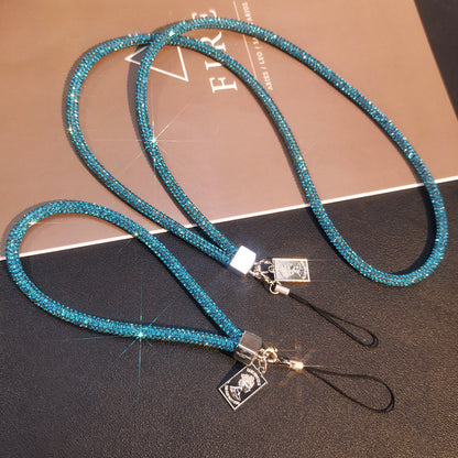 A Mobile phone lanyard length Wrist rhinestone lanyard Women's high-end luxury full diamond pendant Colorful fashion pendant - Mixbatch