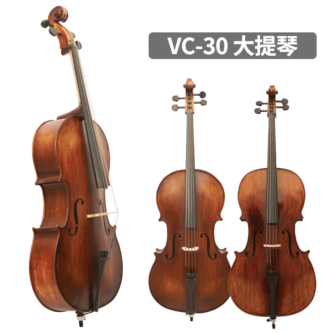 آلة تشيلو VC-30 لامعة غير لامعة، مناسبة للأطفال والبالغين والطلاب والمبتدئين، عزف من المستوى 4/4، مصنوعة يدويًا 