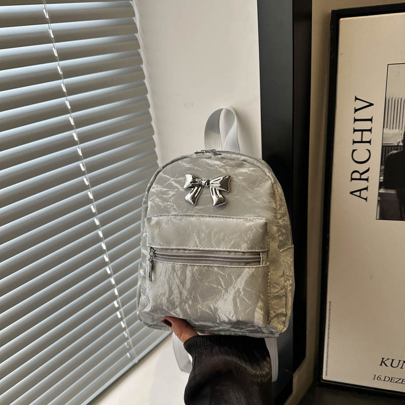 A Bow Casual Fashion Korean Edition Large Capacity College Style Girls Light Small Travel Back Shoulder Backpack Women