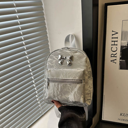 A Bow Casual Fashion Korean Edition Large Capacity College Style Girls Light Small Travel Back Shoulder Backpack Women