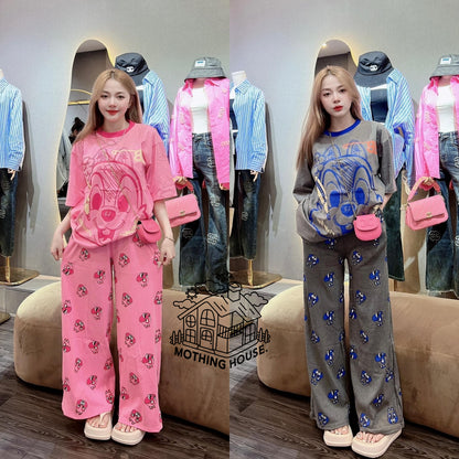 A Pink Casual Suit Women's Summer New Loose Squirrel Short Sleeve Small Foreign Style Age Reduction Two-piece Women's Clothing