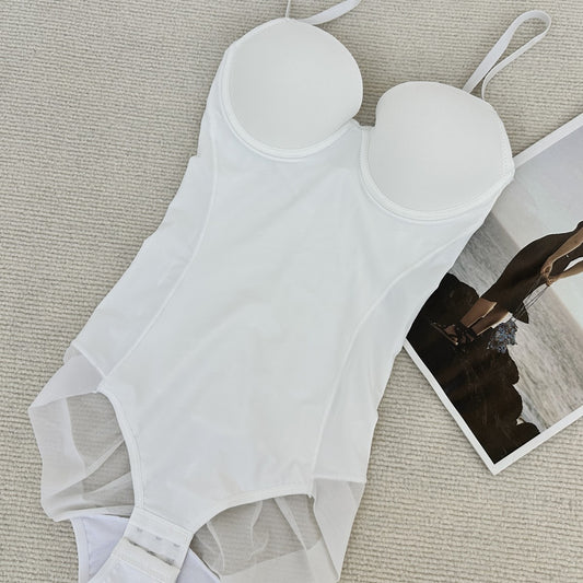 A body sculpting onesie with bra