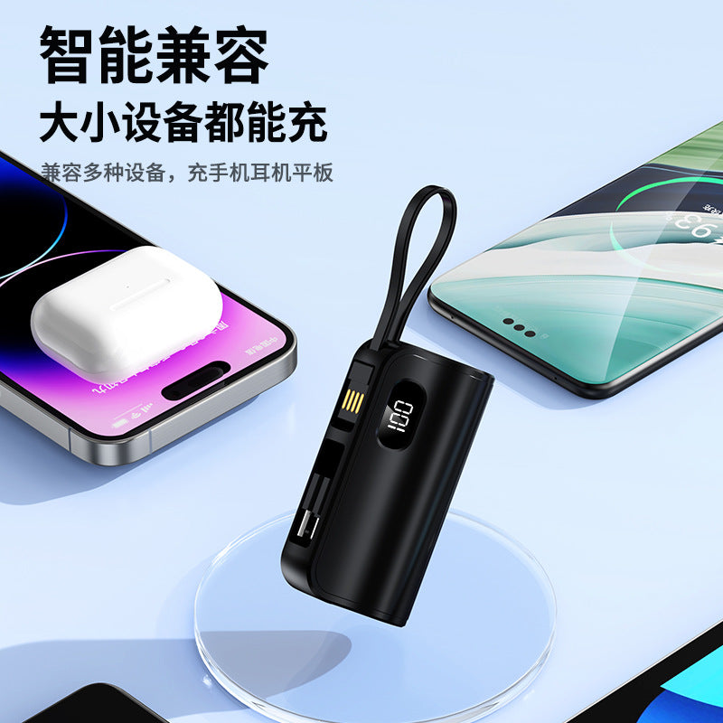 A mini capsule power bank with dual plugs mobile power supply