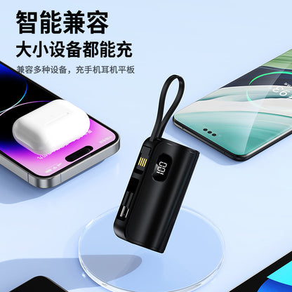 A mini capsule power bank with dual plugs mobile power supply