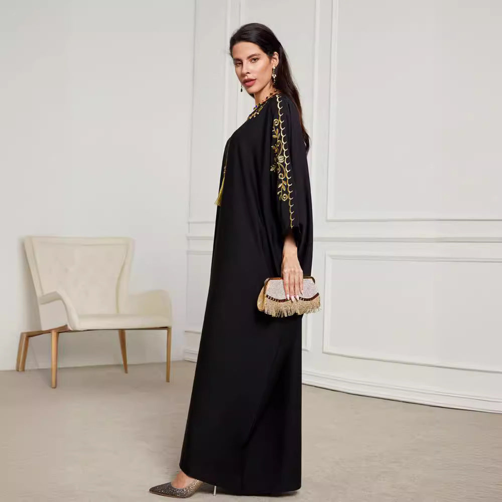New Middle East Dubai Robe Clothing AliExpress Fashion Elegant Blouse Embroidered Dress - Mixbatch