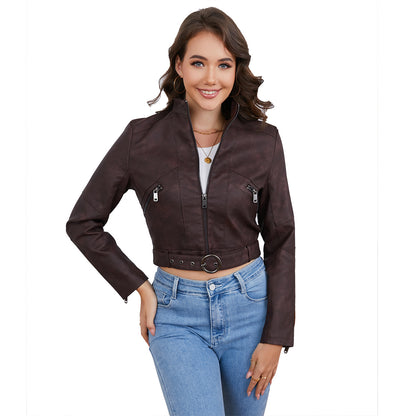 A women's leather jacket
