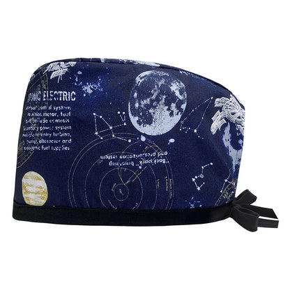 A Cotton Printed Surgical Cap Adjustable Women's Long Hair Baotou Cap Dentist Stomatology Clinic Frosted Cap Men's Foreign Trade