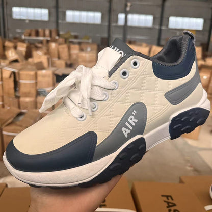 A one-piece hair delivery men's spring and autumn new leather shoes lightweight running casual sports shoes platform running shoes casual - Mixbatch