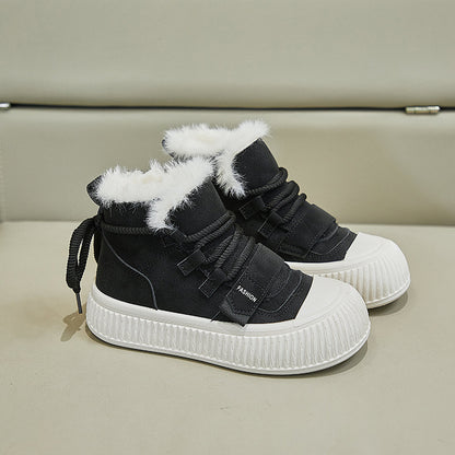 winter plus velvet high-top white shoes new Korean version of ins female students thick soleplate shoes tide casual shoes 0.8kg - Mixbatch