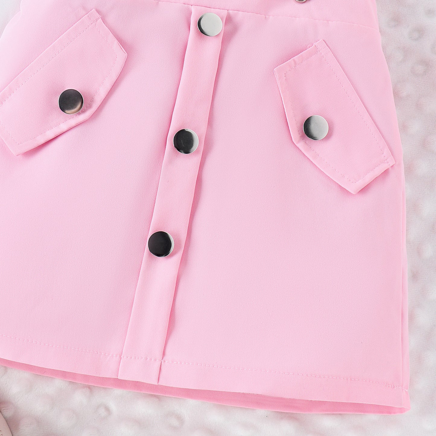 A 2024 summer amazon puff short sleeve lapel bow tie shirt strap short skirt girls suit - Mixbatch