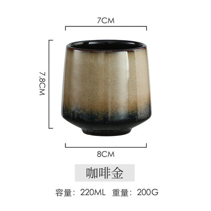 A Japanese-style kiln-changed retro coffee gold creative ceramics simple high-end light luxury cup, bowl, plate and tableware combination set