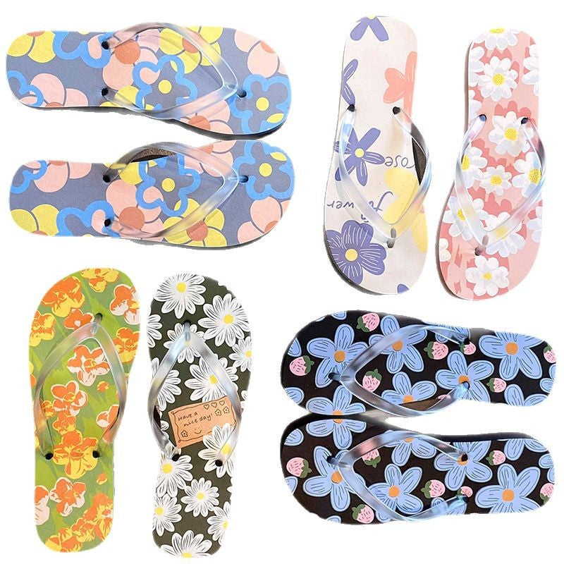 A non-slip ns tide i fashion beach pinch flip-flops women's slippers couple splint sandals summer wear new flower shoes