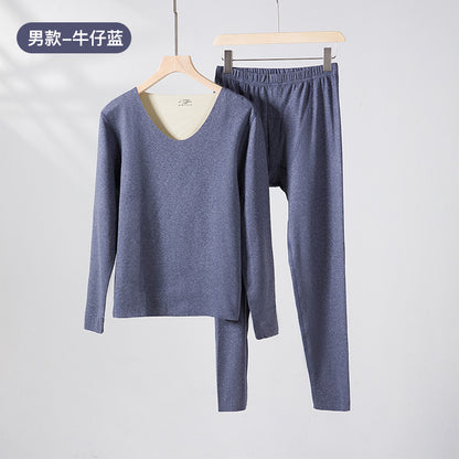 A autumn and winter silk wool thermal underwear female couple German velvet heating thickened primer long johns set wholesale - Mixbatch