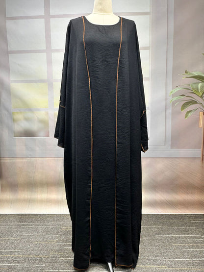 Women's Middle Eastern Muslim Clothing Fashion Elegant Cardigan Dress Belt Robe - Mixbatch