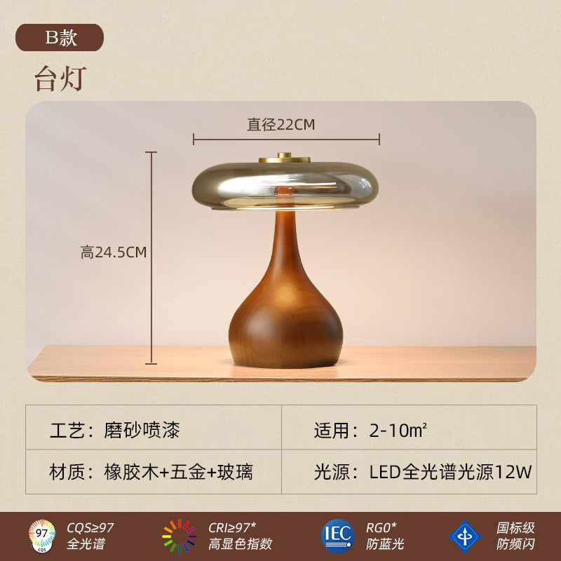 A solid wood glass table lamp