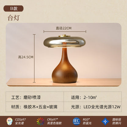 A solid wood glass table lamp