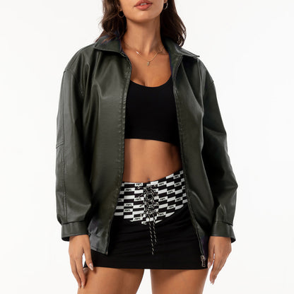 A women's leather jacket