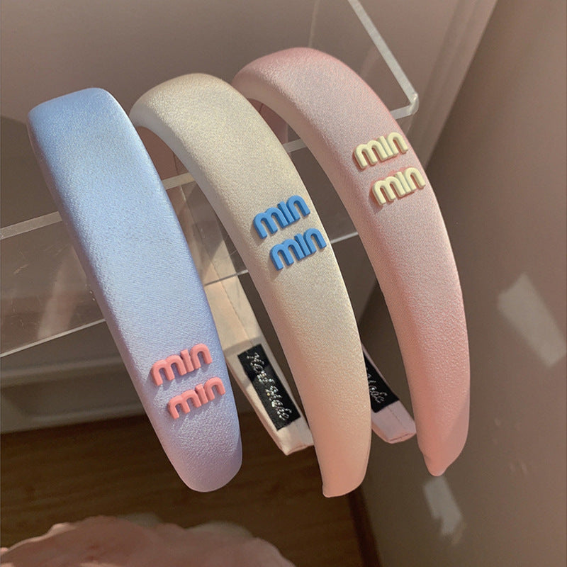 A Macaron color alphabet headband, satin high cranial top, small fresh headband, face wash, pressure hair clip, hair accessories, head accessories