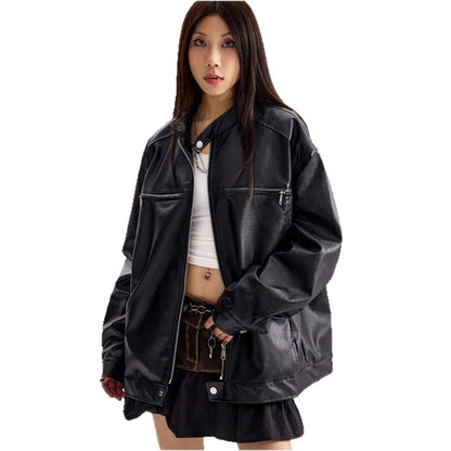A PU leather jacket jacket