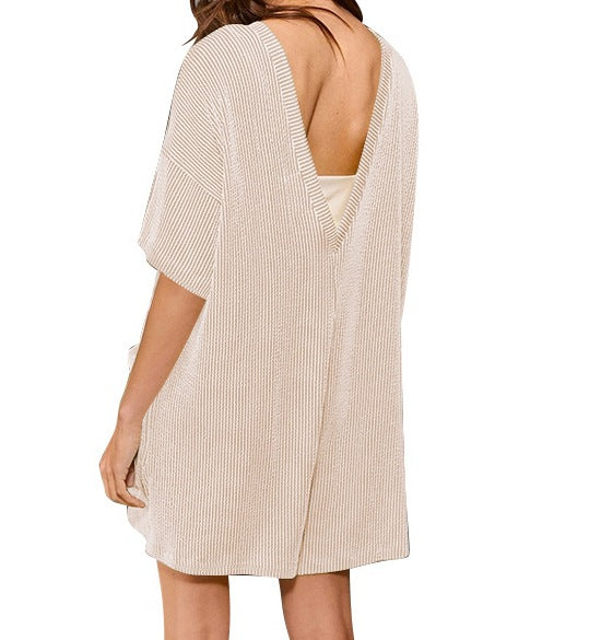 European and American cross-border Amazon independent station 2025 new products for women's loose pockets V-neck short-sleeved jumpsuits