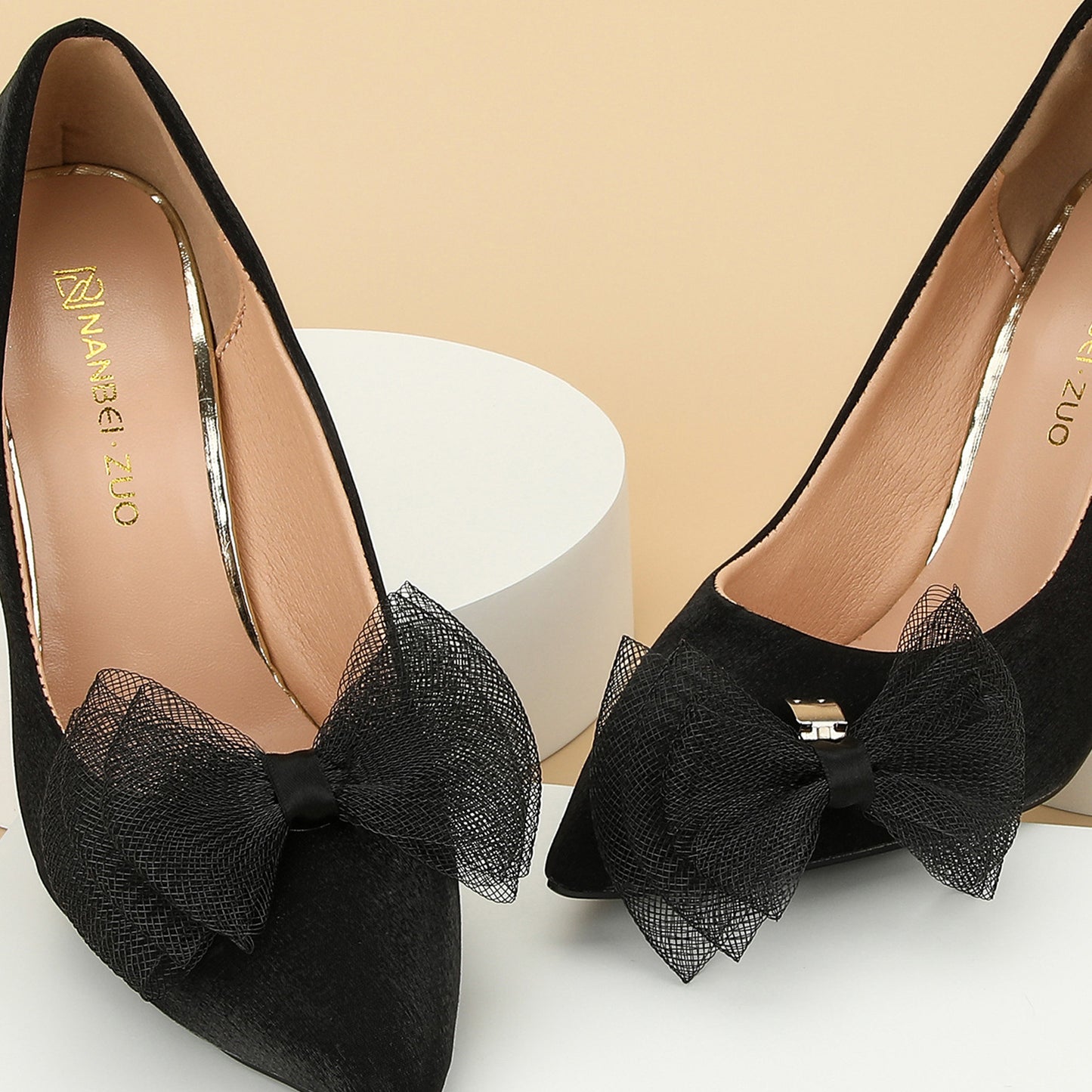 A 2-pack stylish and exquisite mesh cloth black bow shoe buckle shoe clip removable shoe buckle wedding bridal party high - Mixbatch