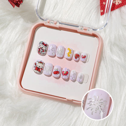 A new three-dimensional gilt cat's eye wearing armor, handmade nail piece nail piece finished nail piece cute cartoon nail sticker - Mixbatch