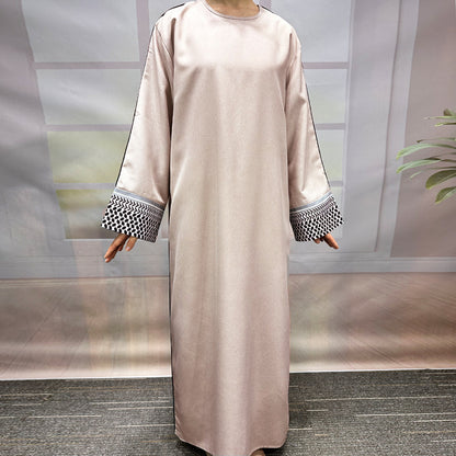 New Middle Eastern Muslim Clothing Fashion Elegant Embroidered Zipper Dress Burqa - Mixbatch