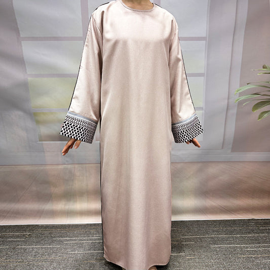 New Middle Eastern Muslim Clothing Fashion Elegant Embroidered Zipper Dress Burqa - Mixbatch