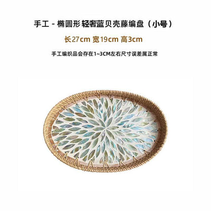 Hand-woven rattan-colored shell fruit plate decoration
