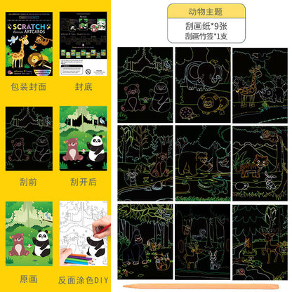 A spot wholesale children's colorful DIY scratch, creative graffiti scratch book kindergarten art fun scratch paper - Mixbatch