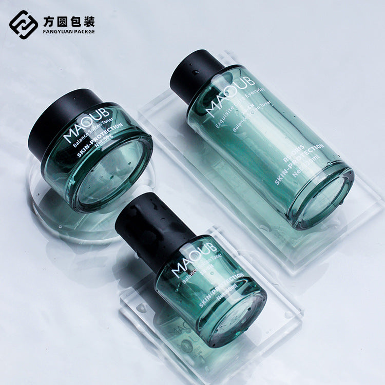 A spot green spot printable spray bottle thick bottom glass cosmetic bottle cream pressure pump lotion bottle - Mixbatch